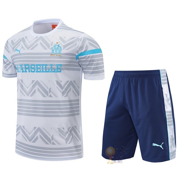 Calcio Maglie Formazione Set Completo Marseille 2022 2023 Bianco Blu