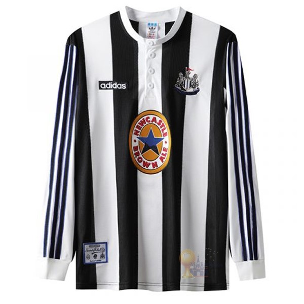 Calcio Maglie Home Manica lunga Newcastle United Stile rétro 1995 1997 Bianco