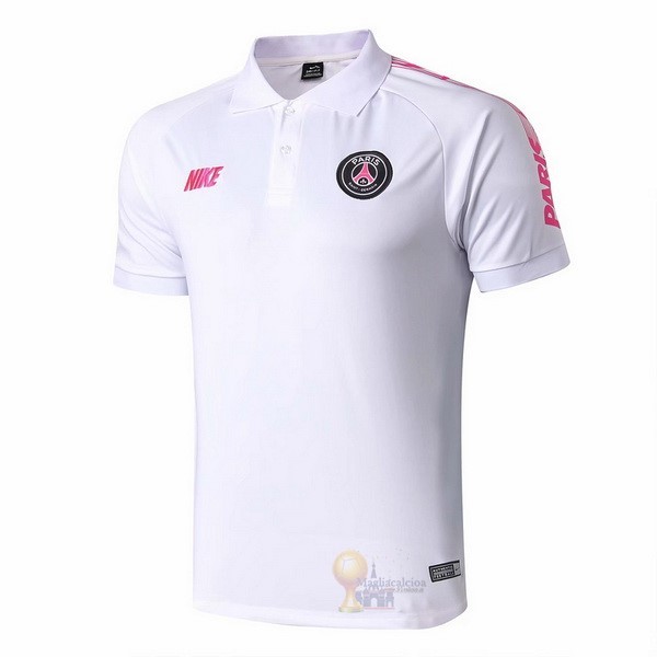 Calcio Maglie Polo Paris Saint Germain 2019 2020 Bianco Rosa
