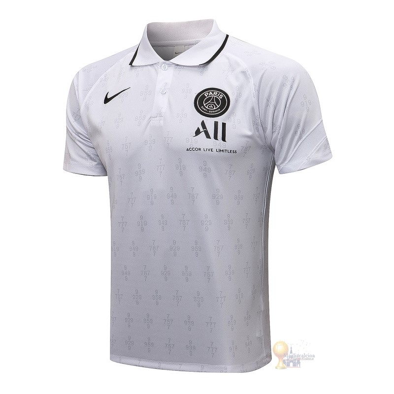 Calcio Maglie Polo Paris Saint Germain 2021 2022 Bianco Nero