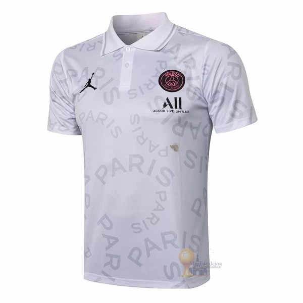 Calcio Maglie Polo Paris Saint Germain 2021 2022 Bianco Rosa
