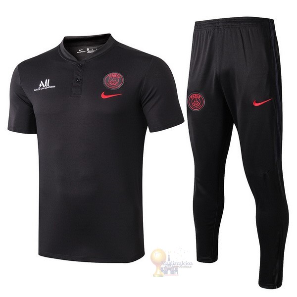 Calcio Maglie Set Completo Polo Paris Saint Germain 2019 2020 Nero Rosso