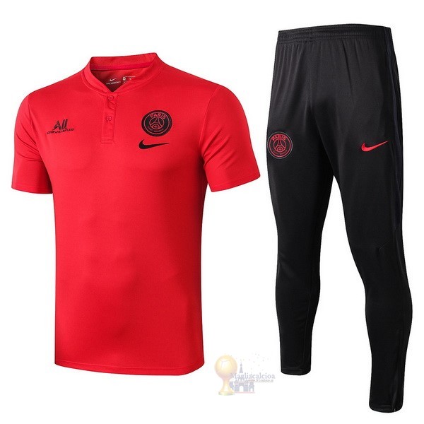 Calcio Maglie Set Completo Polo Paris Saint Germain 2019 2020 Rosso Nero