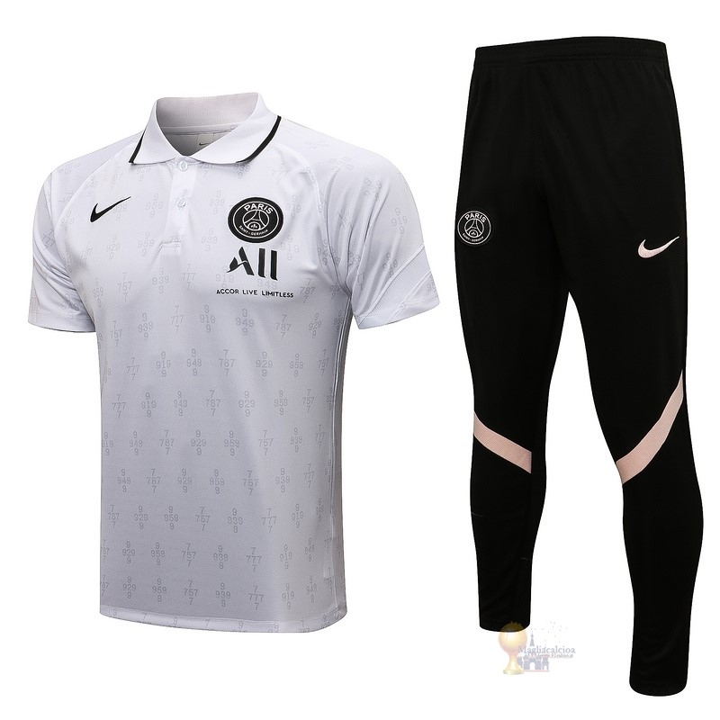 Calcio Maglie Set Completo Polo Paris Saint Germain 2021 2022 Bianco Nero