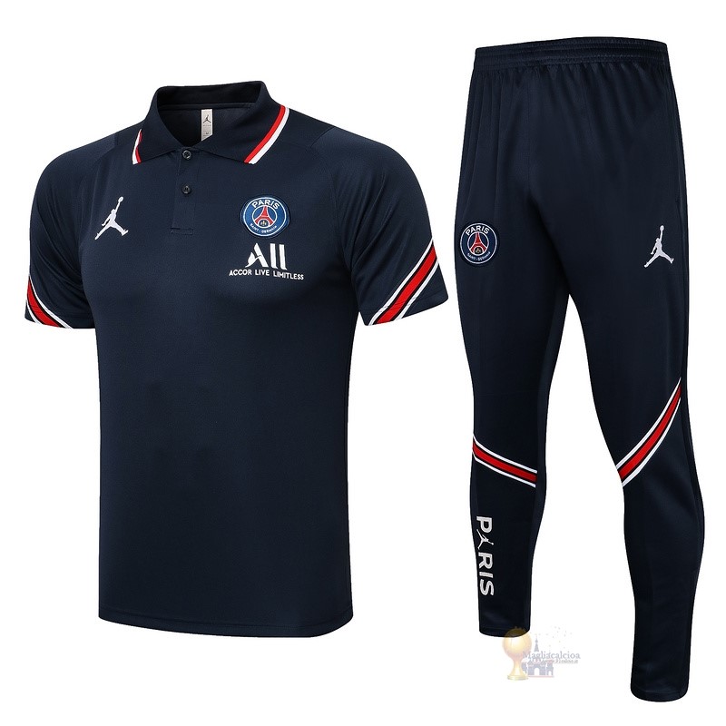 Calcio Maglie Set Completo Polo Paris Saint Germain 2021 2022 Blu Navy Rosso