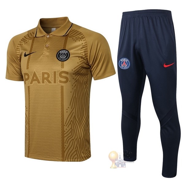 Calcio Maglie Set Completo Polo Paris Saint Germain 2021 2022 Giallo Nero