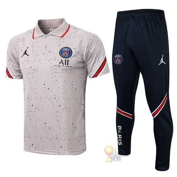 Calcio Maglie Set Completo Polo Paris Saint Germain 2021 2022 Grigio Nero