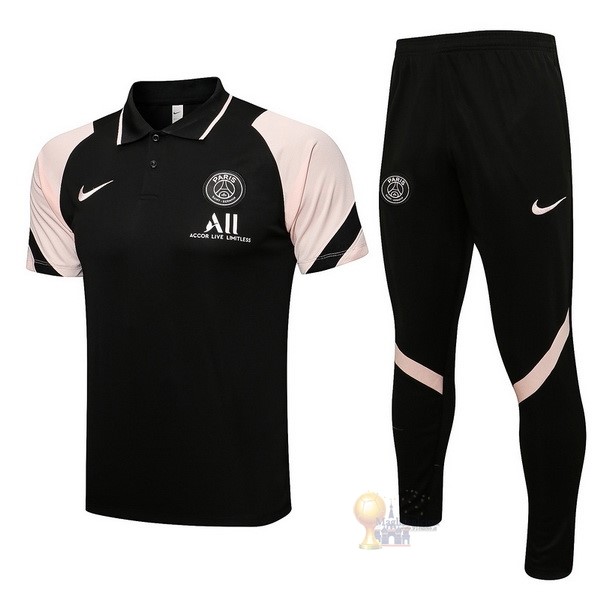 Calcio Maglie Set Completo Polo Paris Saint Germain 2021 2022 Nero I Rosa