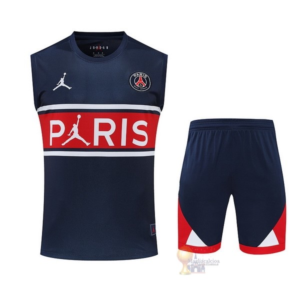 Calcio Maglie Formazione Sin Mangas Set Completo Paris Saint Germain 2022 2023 Blu Navy Rosso