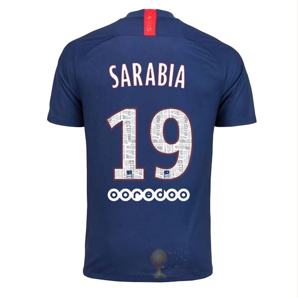 Calcio Maglie NO.19 Sarabia Home Maglia Paris Saint Germain 2019 2020 Blu