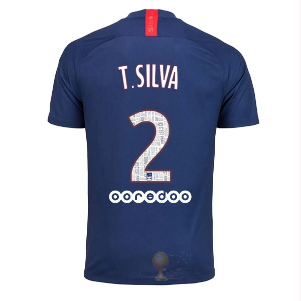 Calcio Maglie NO.2 T.Silva Home Maglia Paris Saint Germain 2019 2020 Blu