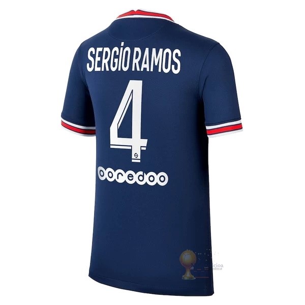 Calcio Maglie NO.4 Sergio Ramos Home Maglia Paris Saint Germain 2021 2022 Blu