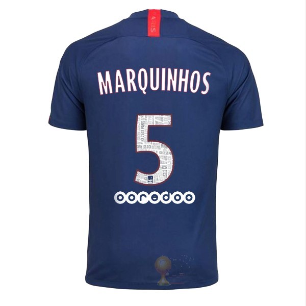 Calcio Maglie NO.5 Marquinhos Home Maglia Paris Saint Germain 2019 2020 Blu