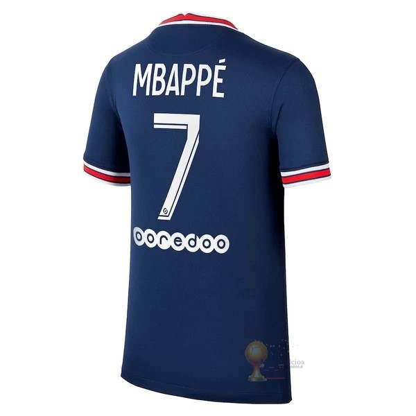 Calcio Maglie NO.7 Mbappé Home Maglia Paris Saint Germain 2021 2022 Blu