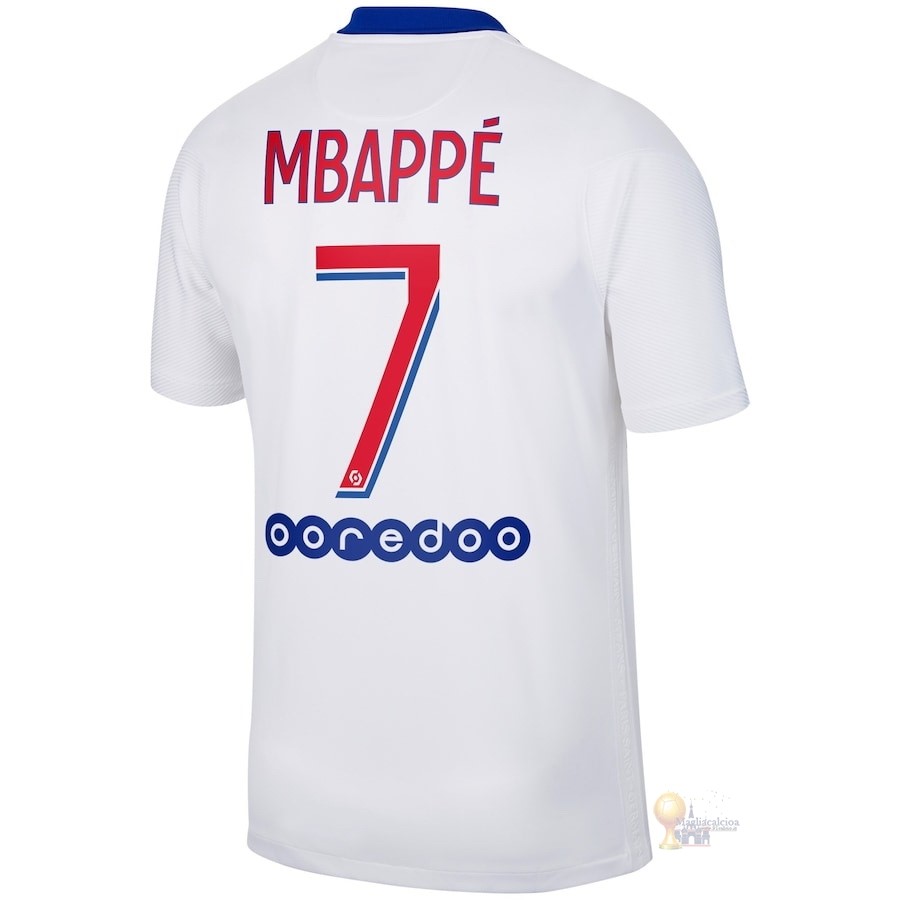 Calcio Maglie NO.7 Mbappe Away Maglia Paris Saint Germain 2020 2021 Bianco