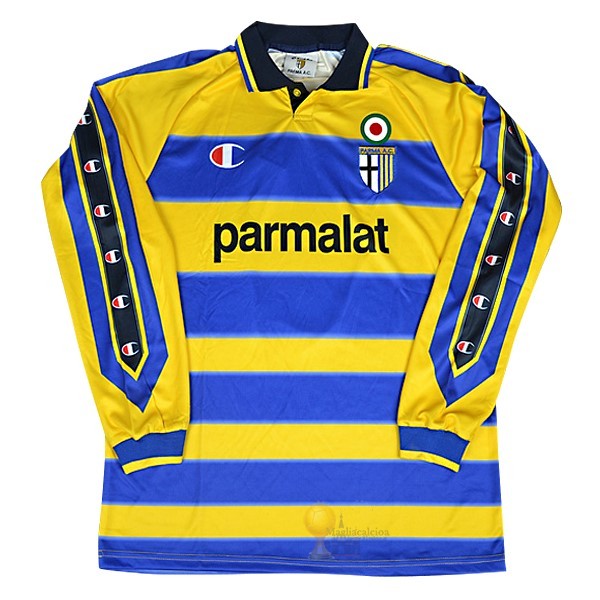 Calcio Maglie Home Manica lunga Parma Retro 1999 2000 Blu Giallo