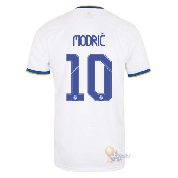 Calcio Maglie NO.10 Modric Home Maglia Real Madrid 2021 2022 Bianco