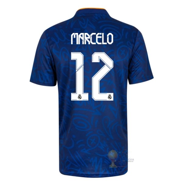Calcio Maglie NO.12 Marcelo Away Maglia Real Madrid 2021 2022 Blu
