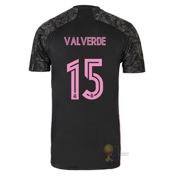 Calcio Maglie NO.15 Valverde Terza Maglia Real Madrid 2020 2021 Nero