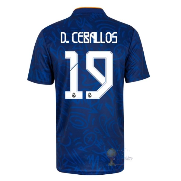 Calcio Maglie NO.19 D.Ceballos Away Maglia Real Madrid 2021 2022 Blu