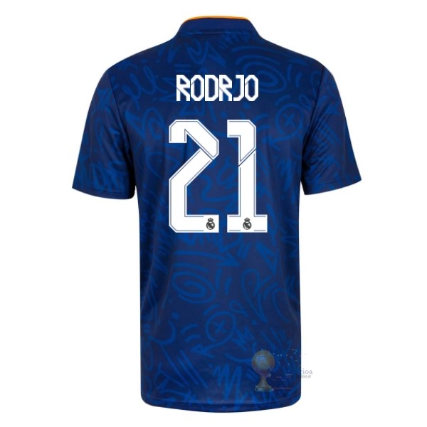 Calcio Maglie NO.21 Rodrygo Away Maglia Real Madrid 2021 2022 Blu