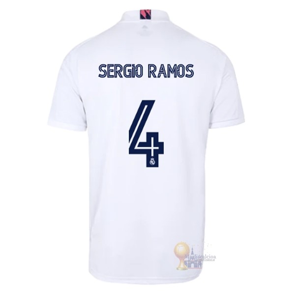 Calcio Maglie NO.4 Sergio Ramos Home Maglia Real Madrid 2020 2021 Bianco
