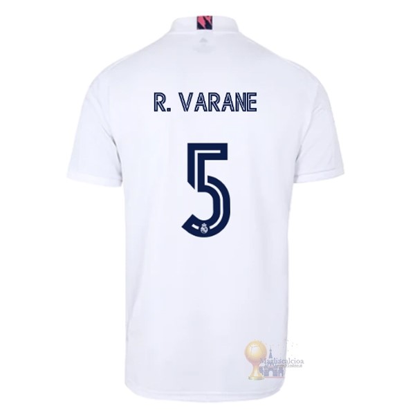 Calcio Maglie NO.5 Varane Home Maglia Real Madrid 2020 2021 Bianco