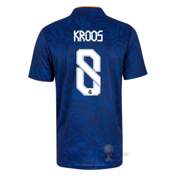 Calcio Maglie NO.8 Kroos Away Maglia Real Madrid 2021 2022 Blu