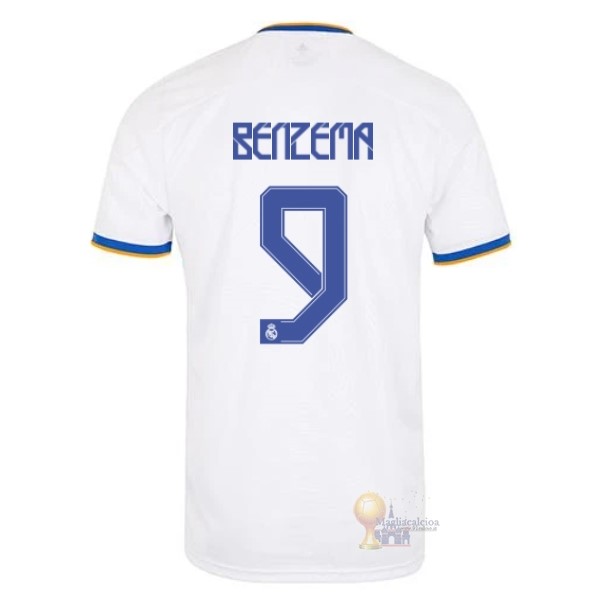 Calcio Maglie NO.9 Benzema Home Maglia Real Madrid 2021 2022 Bianco