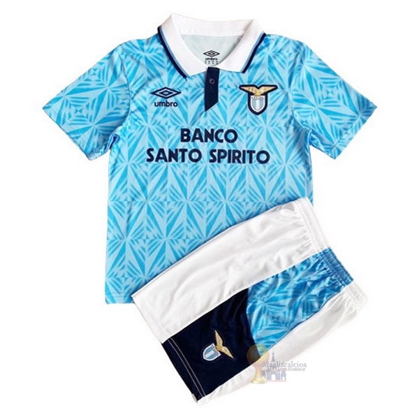 Calcio Maglie Home Conjunto De Bambino Lazio Stile rétro 1990 1991 Blu
