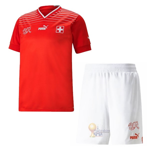 Calcio Maglie Home Conjunto De Bambino Svizzera 2022 Rosso Bianco
